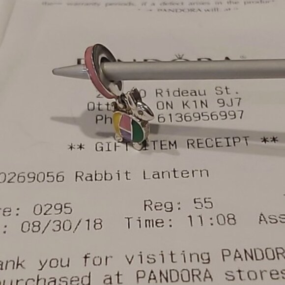 Auth PANDORA *RETIRED* Sterling Silver Rabbit Lantern Enamel Charm 797603ENMX - Picture 8 of 11